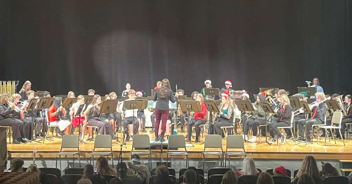 A concert on the stage at Indian River High School