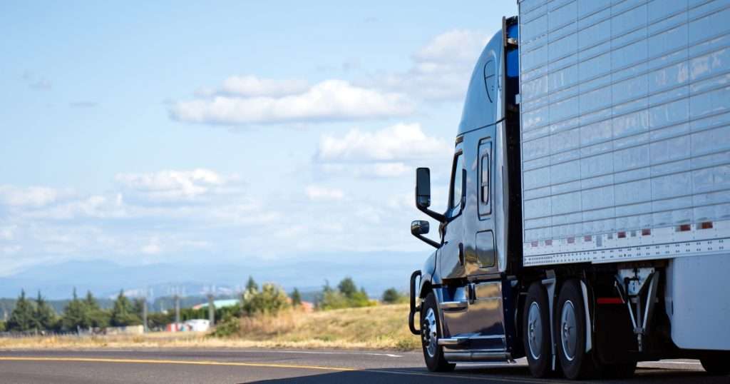 Moving truck during a relocation driving down the highway