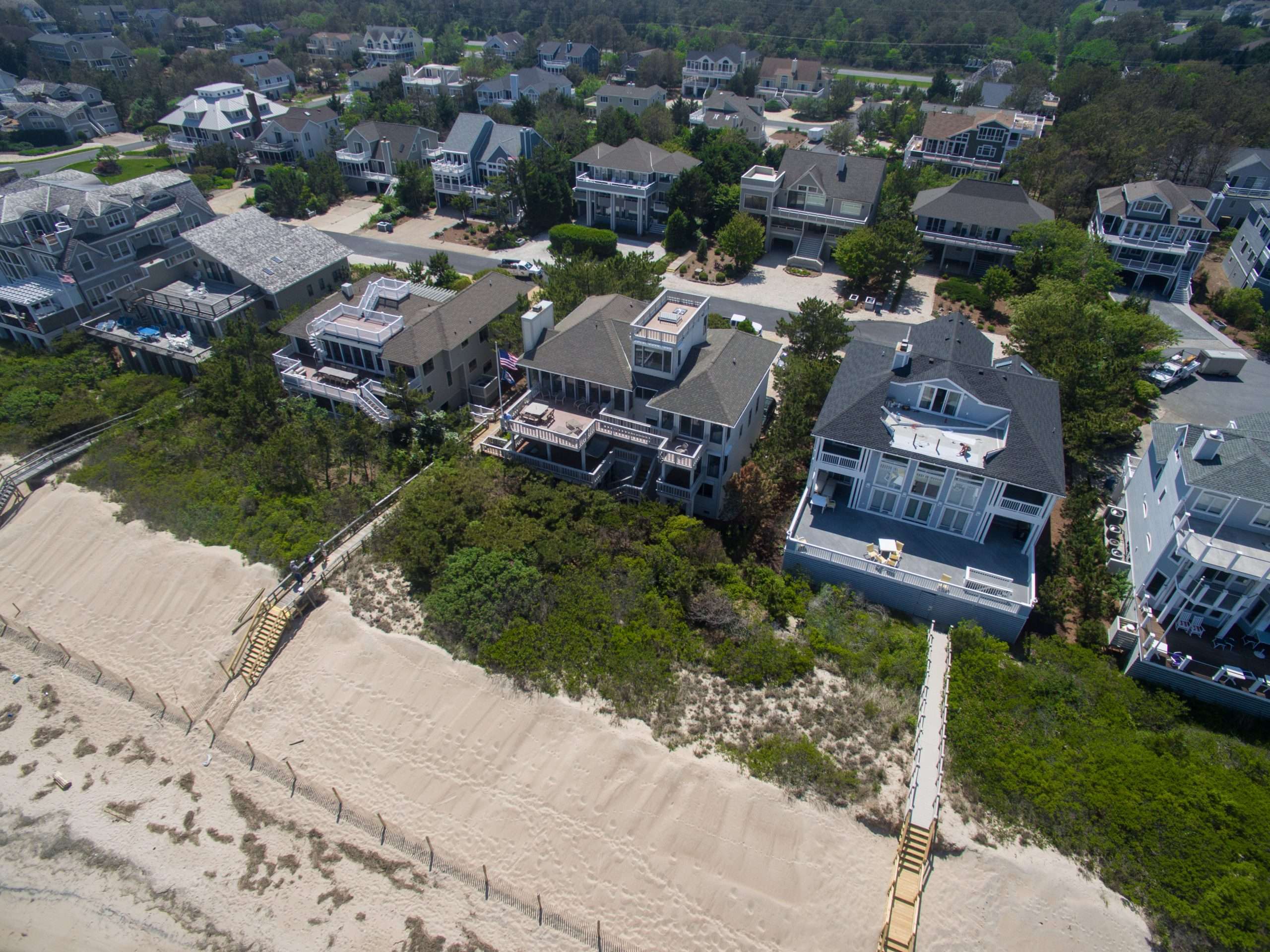 An aerial view of homes in Rehoboth Beach
